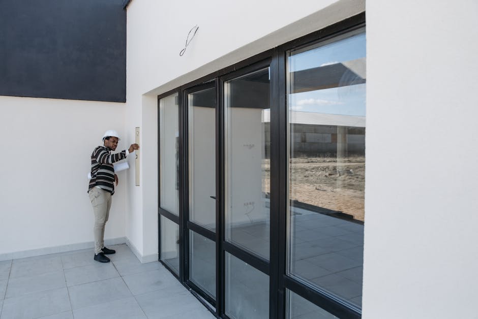 Professional contractor performing a meticulous door installation