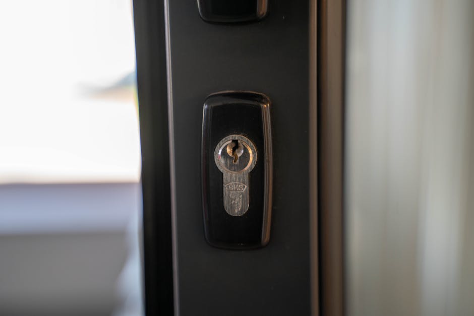 Secure door lock handle on a durable fiberglass door